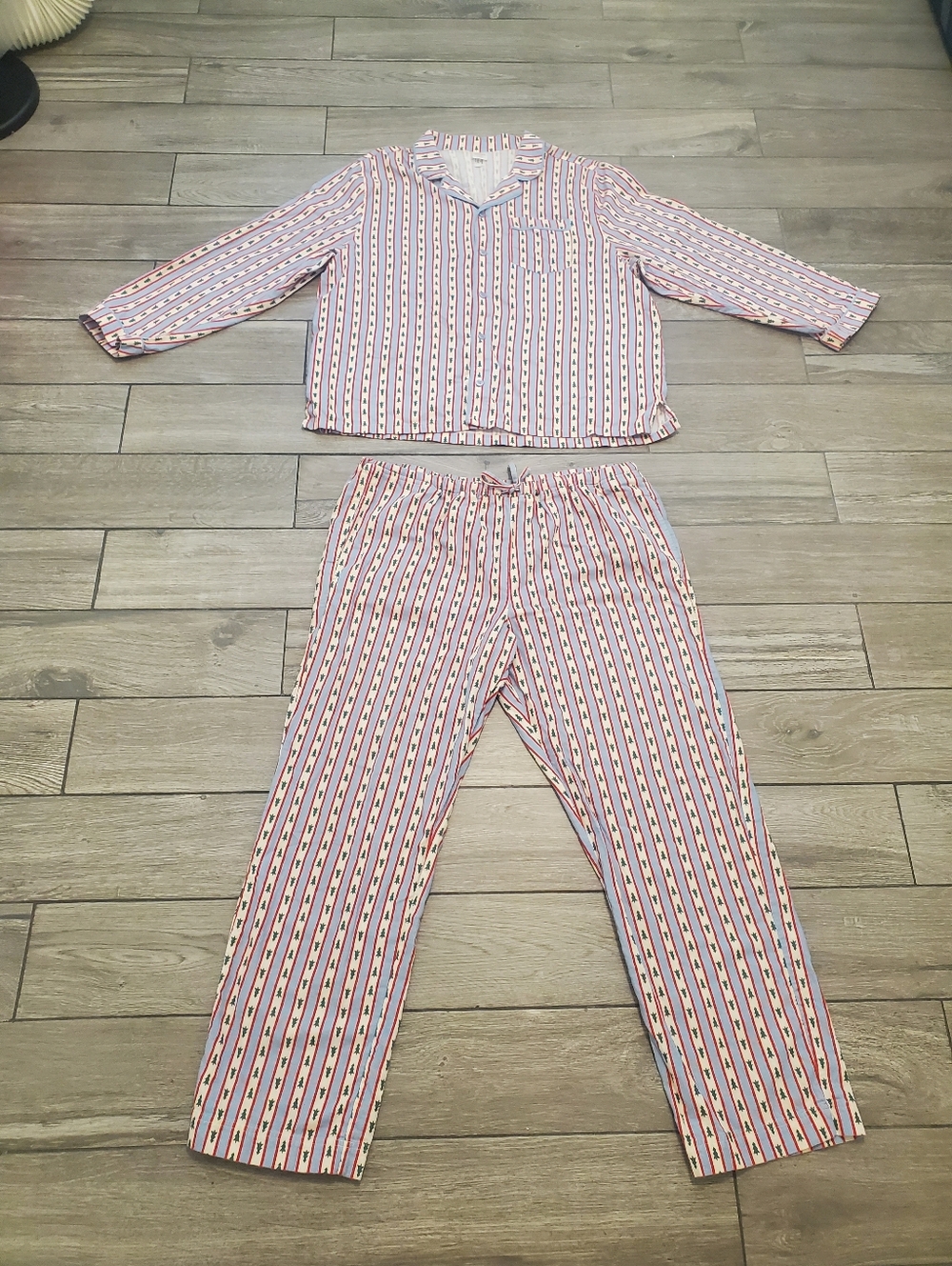 Hanna Andersson women's men's 100% cotton blue Christmas pine tree pajama set XL